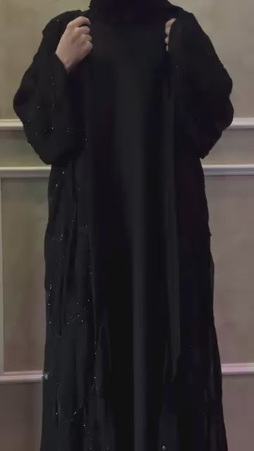 Bridal Luxury Black Abaya- MH010