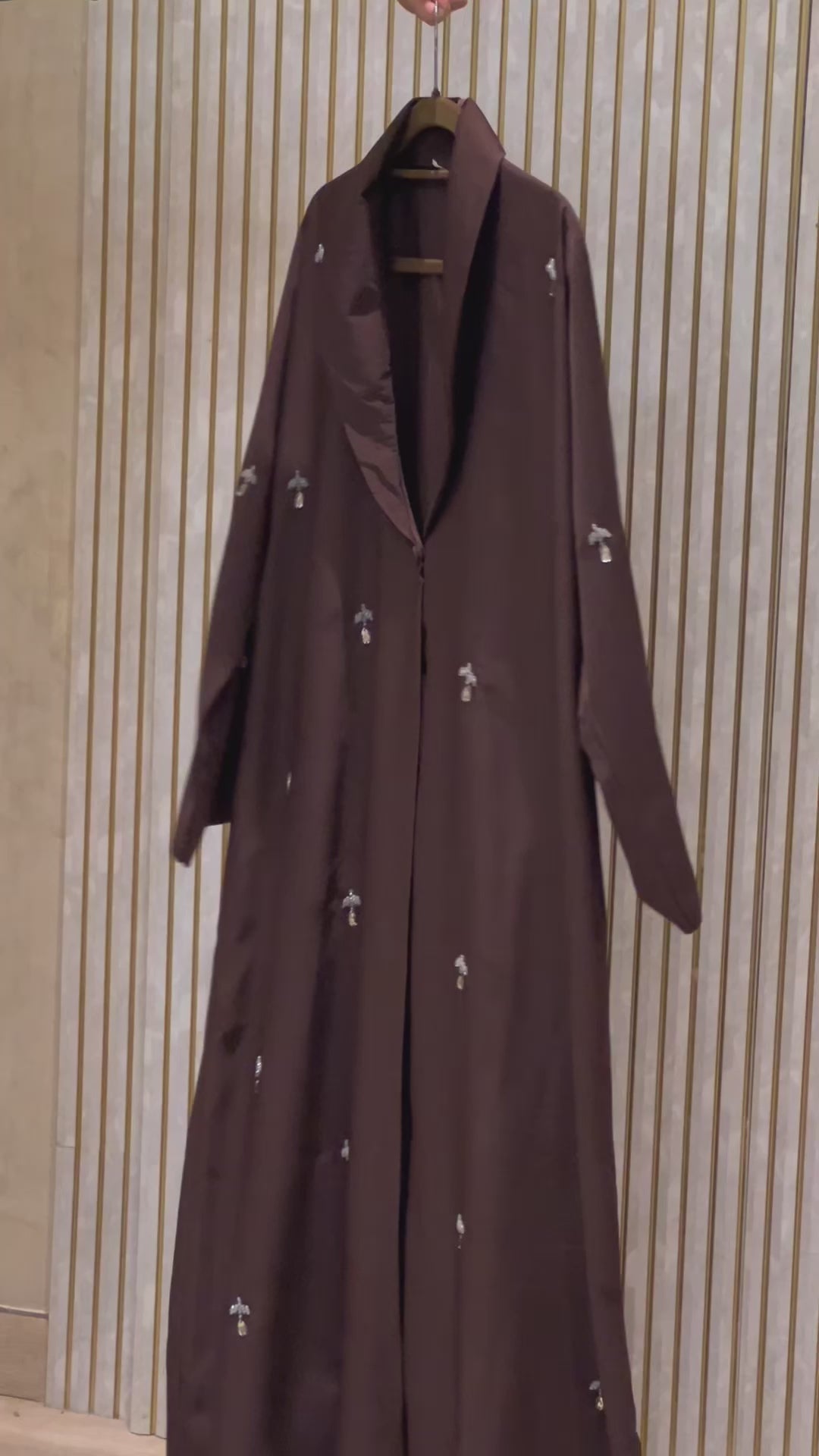 Collar abaya in Cherry and Brown- MH081