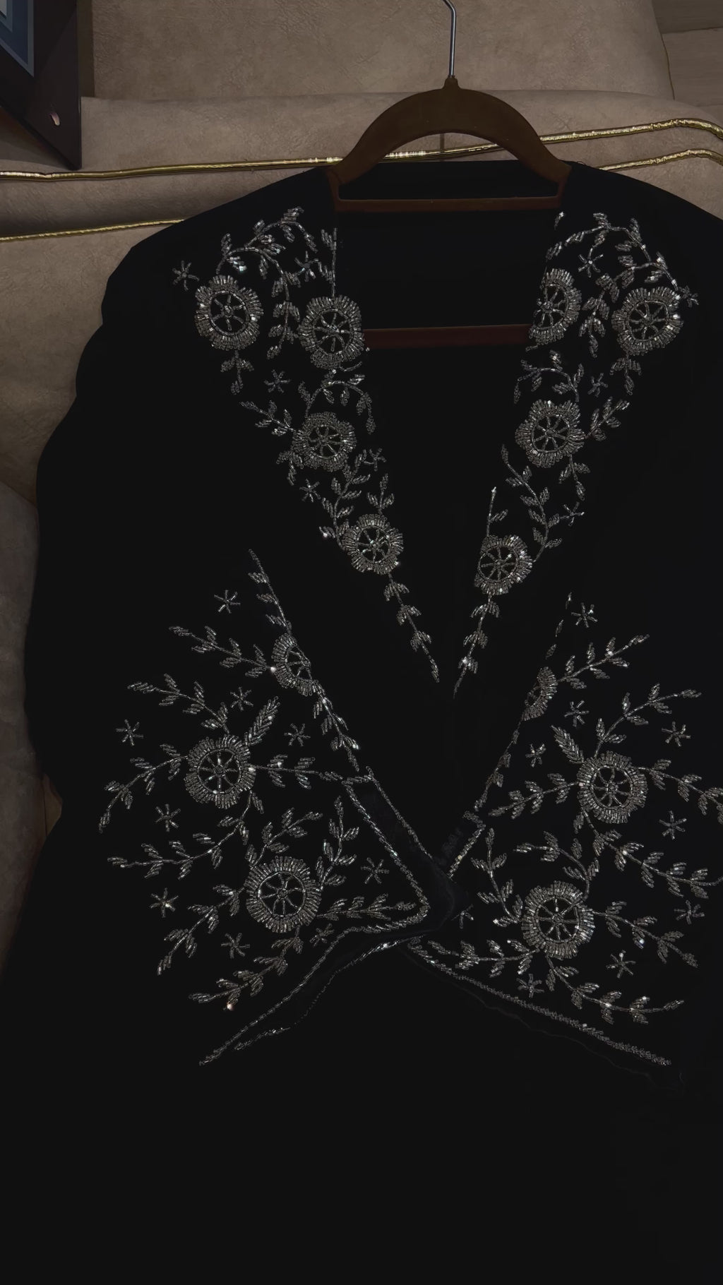 Black Luxury Collar Work Abaya- MH050