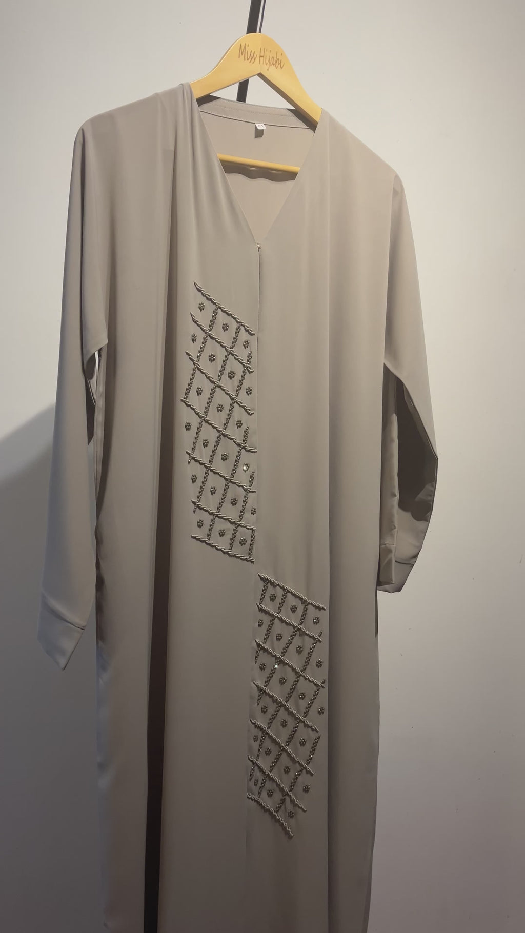 Beige Couture Handwork Abaya- MH091