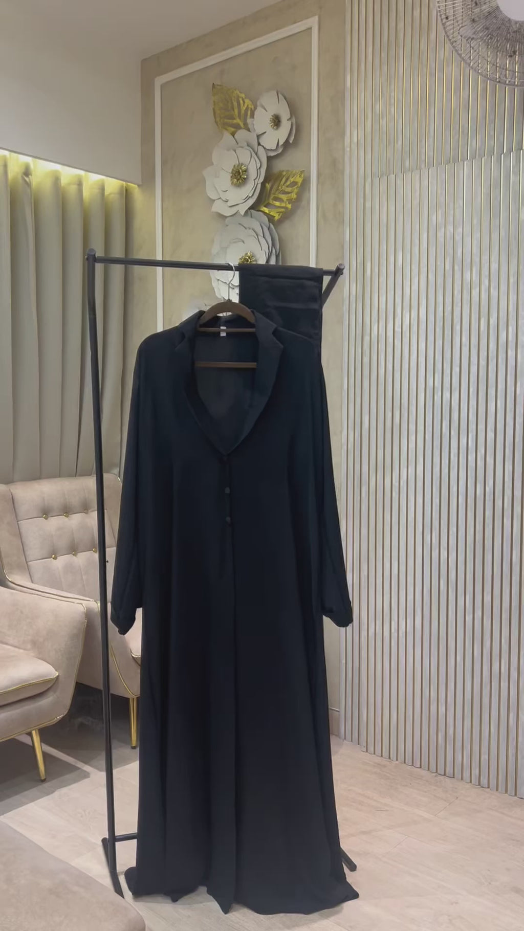 Black Simple Collar Abaya MH082