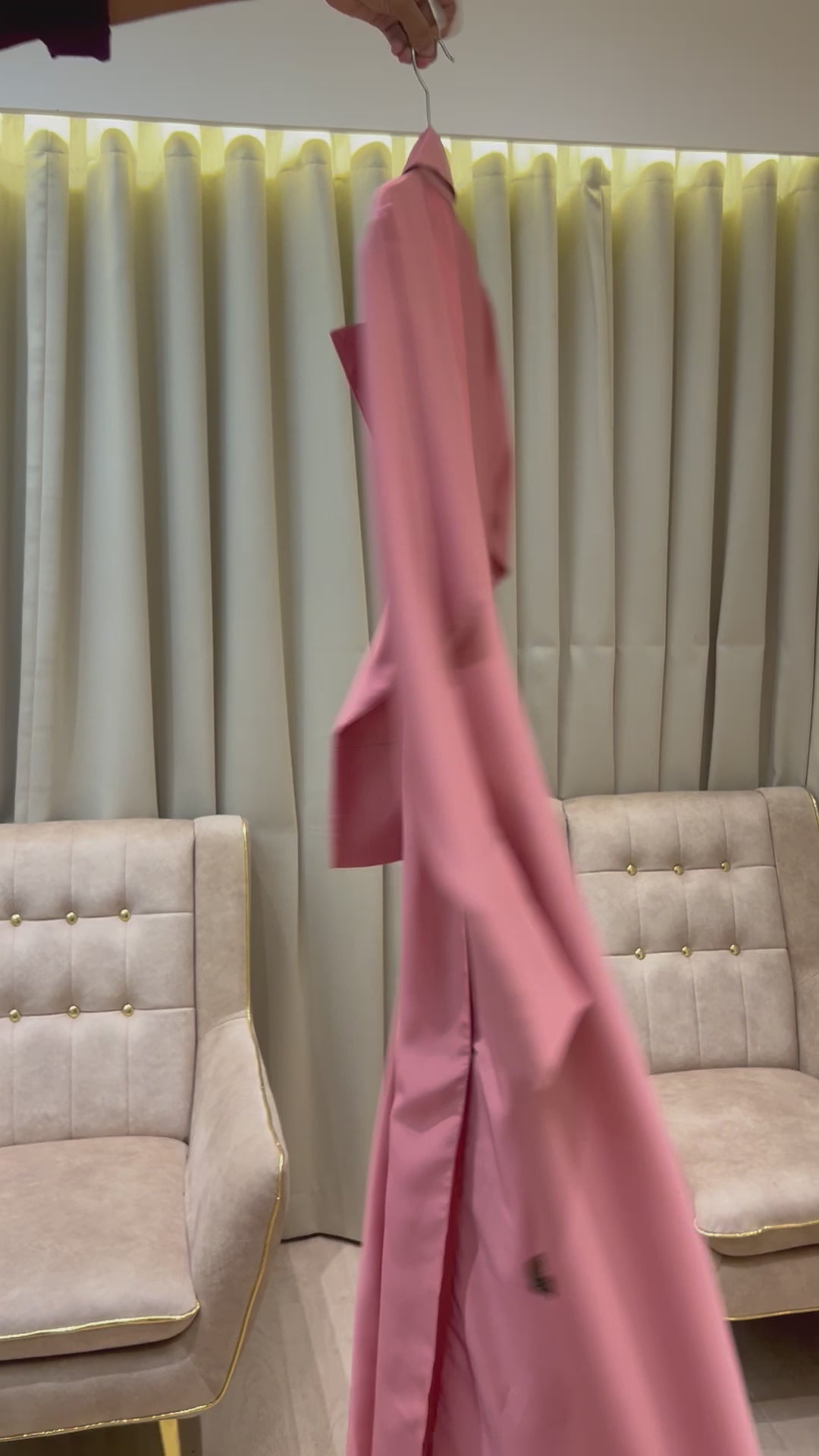 Pink Simple Collar with pocket Abaya- MH063