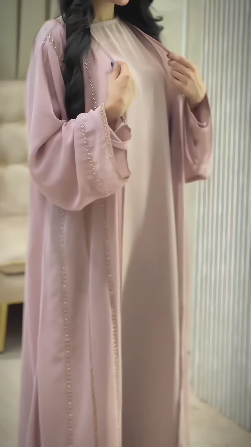 NAFZ Baby Pink Chiffon Abaya Edition- MH102